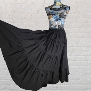 Circle T Black Maxi Tiered Skirt